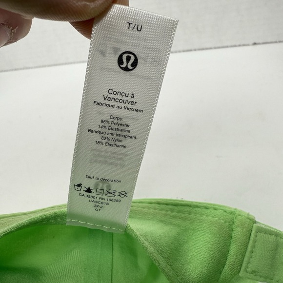 Lululemon Fast And Free Run Hat Mens One Size Lime Green Adjustable *STAINED* - Picture 10 of 11